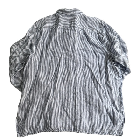 J. Jill Love Linen Blue Striped Button-Up Shirt Blouse Women’s XL Petite Casual - Picture 7 of 9